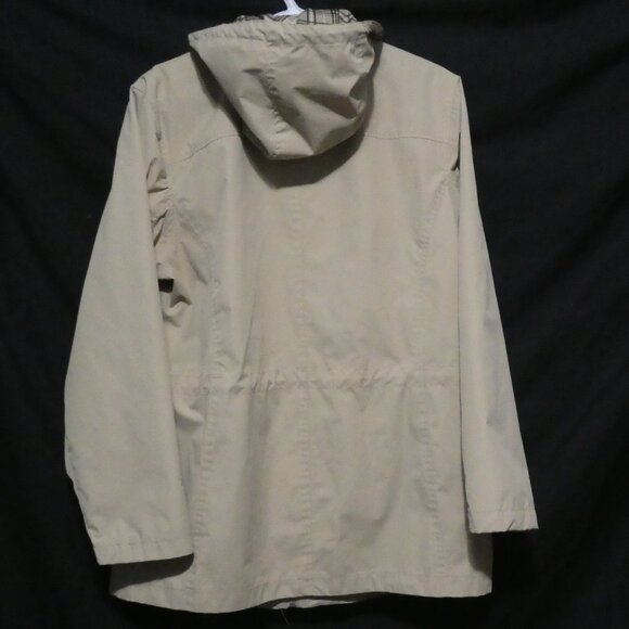 IZOD | large | Beige Hooded Jacket With Plaid Lining | Removeable Hood - Picture 3 of 15